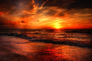 sunset beach red